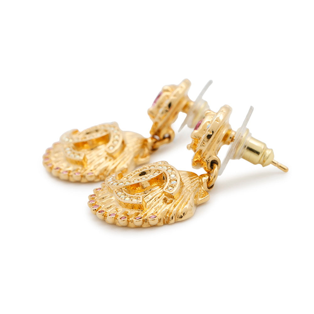 CHANEL Seashell CC Logo EarringsABA066 Metal strass