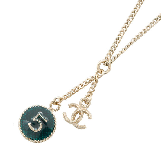 CHANEL NO.5 CC Logo Round Necklace GreenA63105 Metal