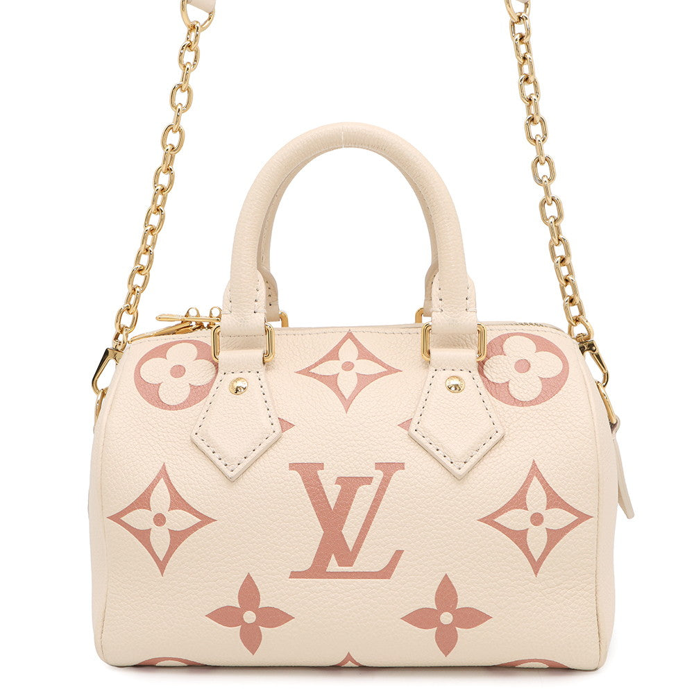 LOUIS VUITTON Speedy Bandouliere Crème/Rose TrianoneM46397 Monogram Empreinte Leather Size 20