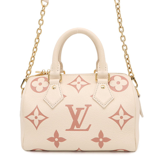 LOUIS VUITTON Speedy Bandouliere Crème/Rose TrianoneM46397 Monogram Empreinte Leather Size 20