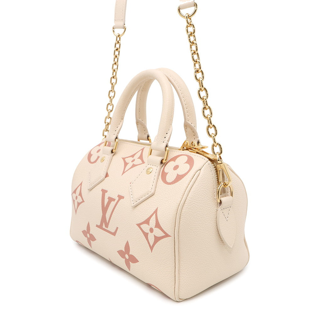 LOUIS VUITTON Speedy Bandouliere Crème/Rose TrianoneM46397 Monogram Empreinte Leather Size 20