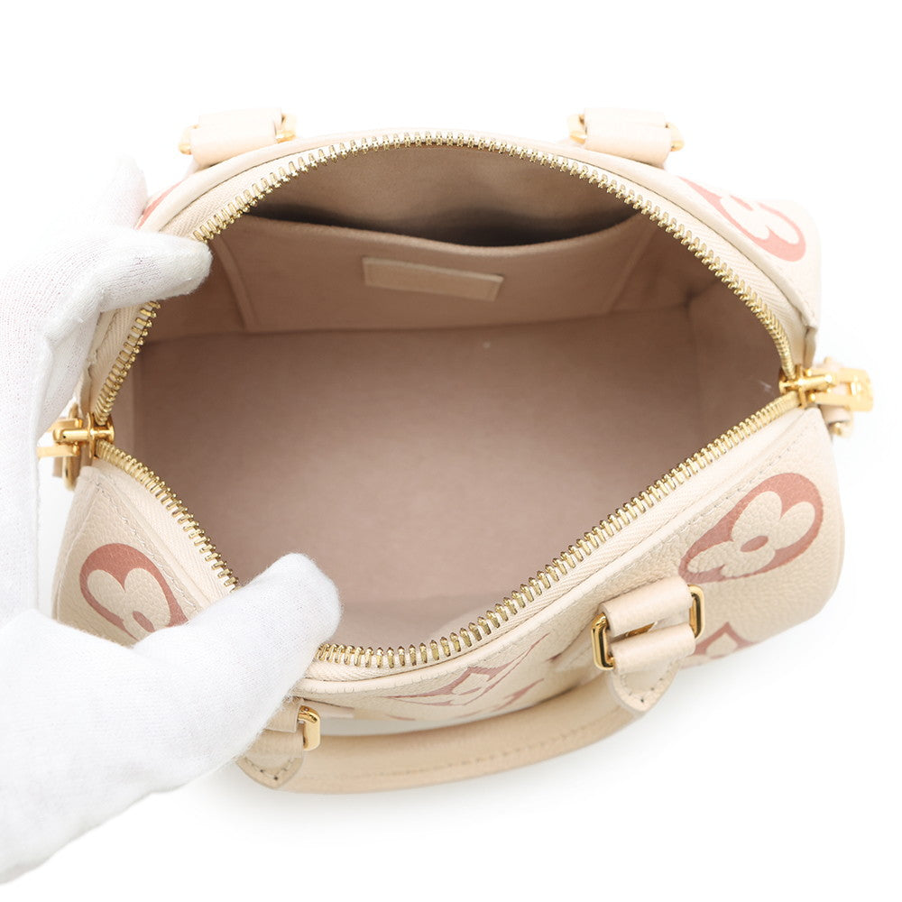 LOUIS VUITTON Speedy Bandouliere Crème/Rose TrianoneM46397 Monogram Empreinte Leather Size 20