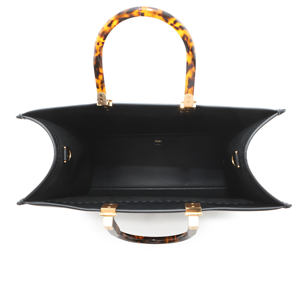 FENDI Sunshine Tote Bag Black8BH386 Calf Leather Size Medium