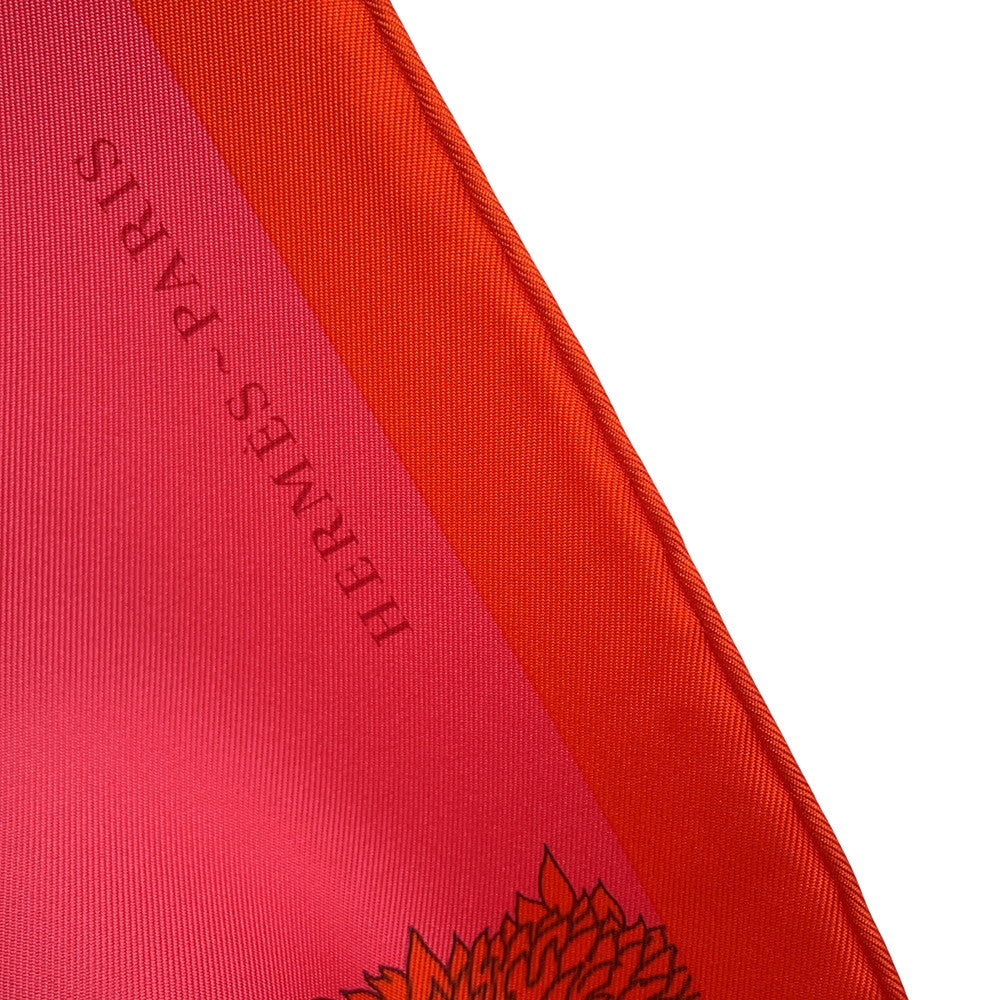 HERMES Carre Robe Legere Size 45 Vermillon/Rose/Gris Silk100%