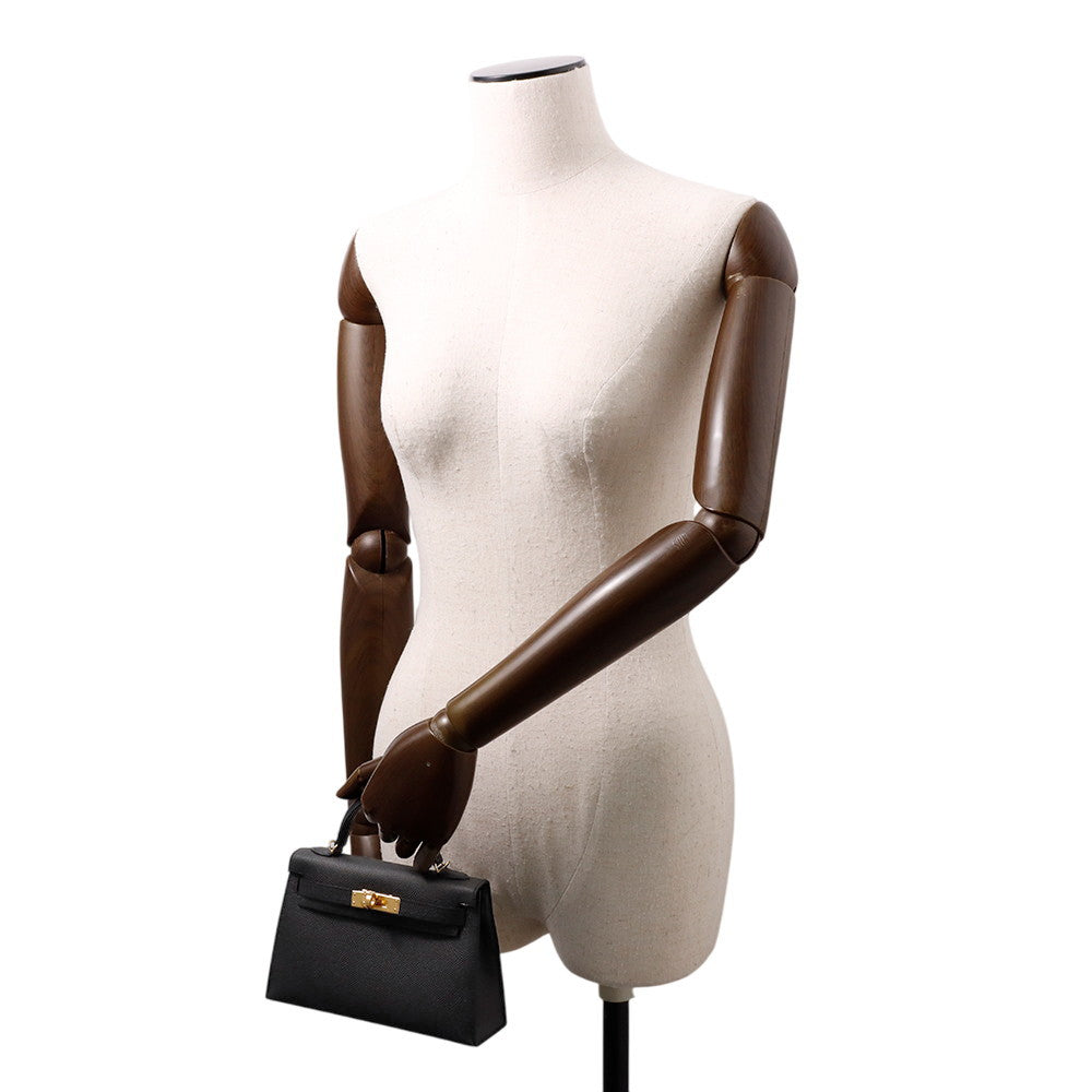 HERMES Mini Kelly 2 Black Epsom