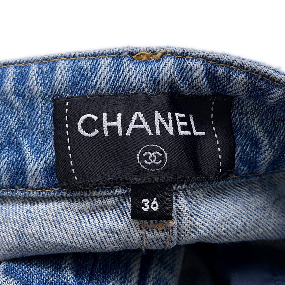 CHANEL Water Repellent Coated Denim Size 36 Light BlueP78309 V70488 Cotton 100%