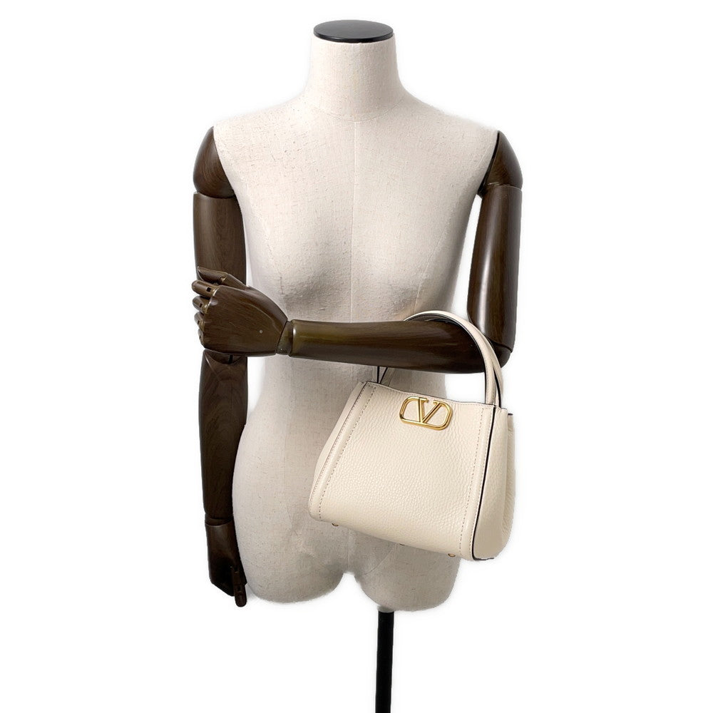 Valentino Garavani All Time 2WAY Handbag Ivory5W2B0Q26IMZ Grained Calf Leather Size Small