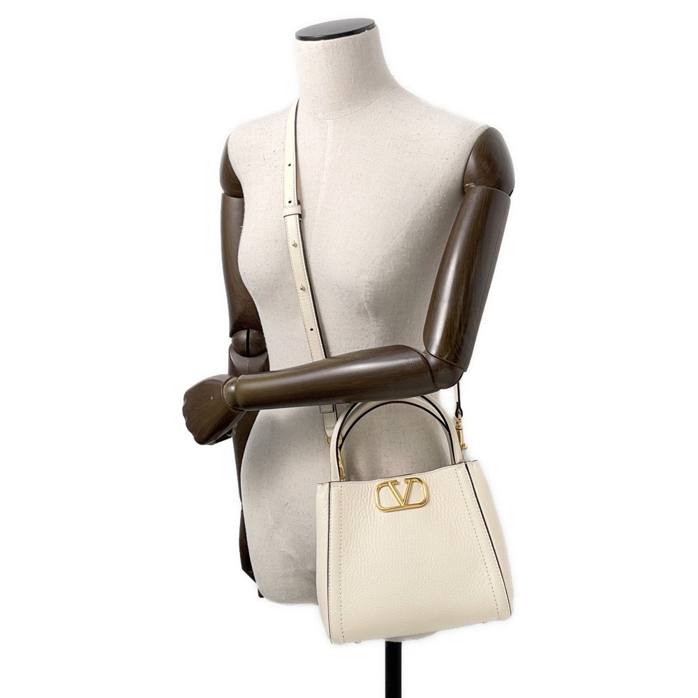 Valentino Garavani All Time 2WAY Handbag Ivory5W2B0Q26IMZ Grained Calf Leather Size Small