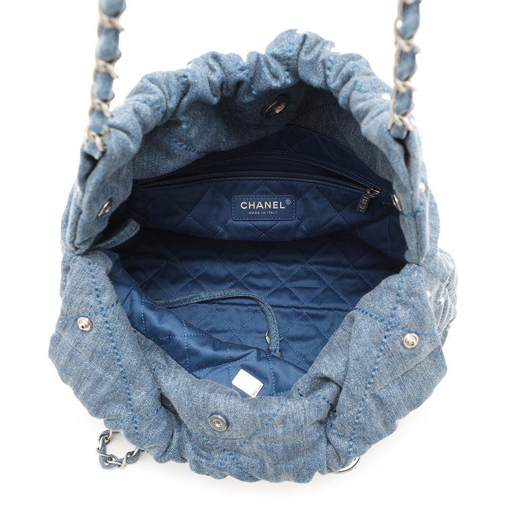 CHANEL CHANEL 22 Matelasse ChainShoulder Bag BlueAS3260 Denim Size Small