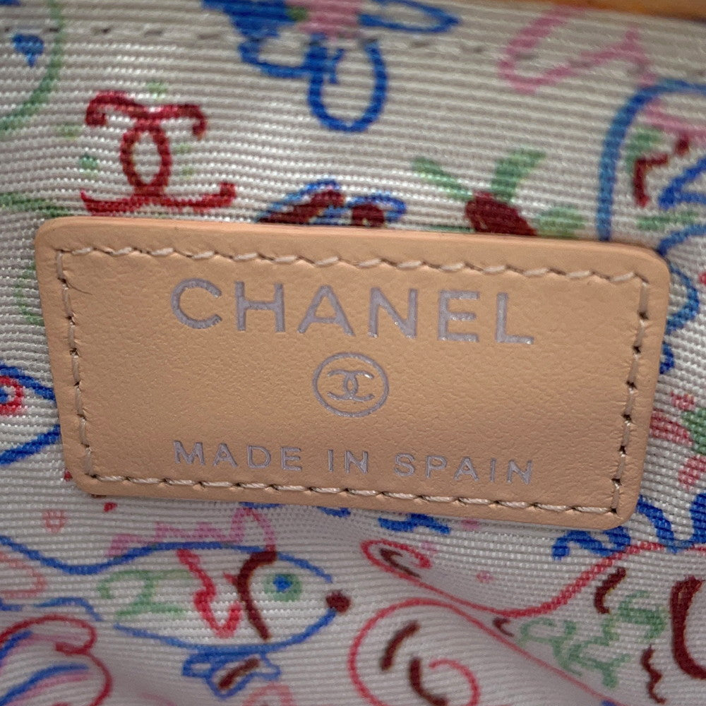 CHANEL CC Logo Matelasse Mini Pouch BeigeAP4335 Caviar Leather