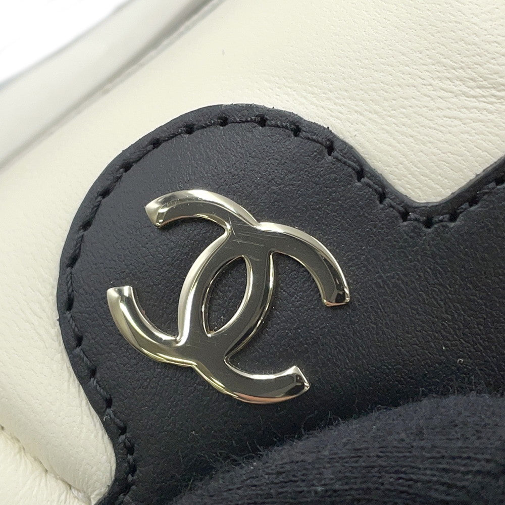 CHANEL CC Logo Low Cut Sneakers White/BlackG45212 Leather suede Size 38