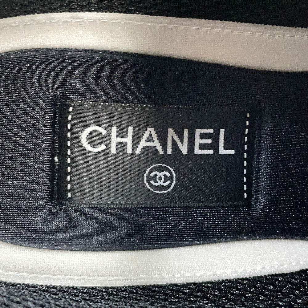 CHANEL CC Logo Low Cut Sneakers White/BlackG45212 Leather suede Size 38
