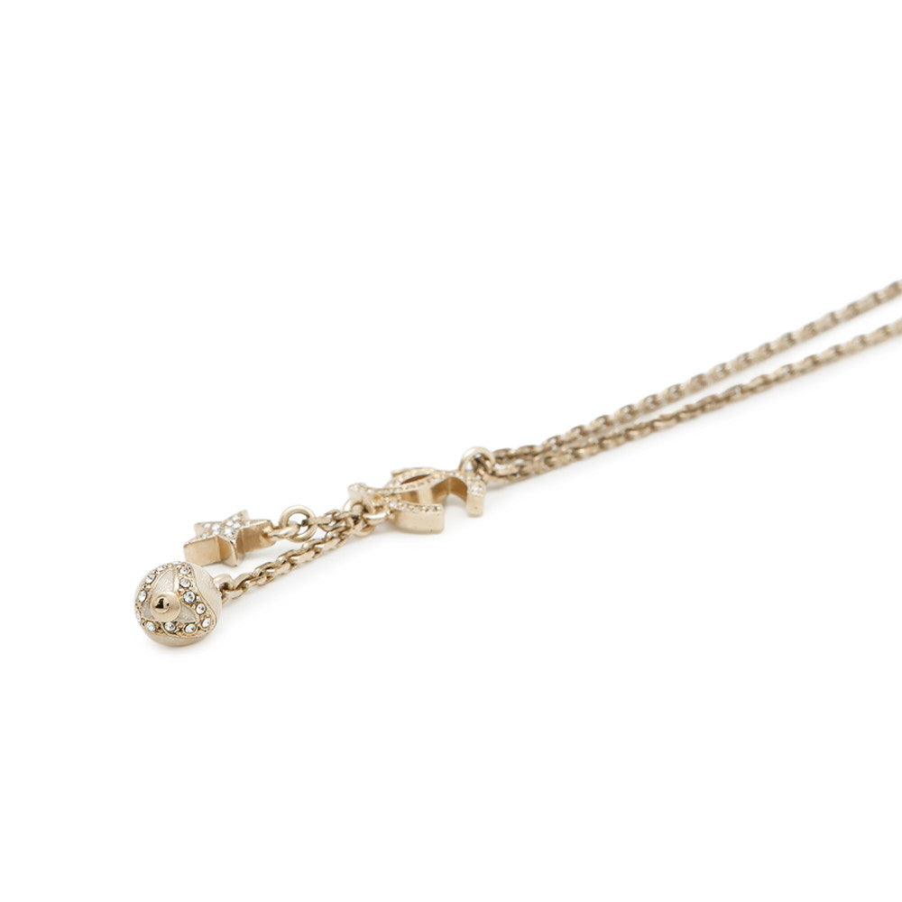 CHANEL CC Logo Star Motif NecklaceABC119 Rhinestone Gold Plated