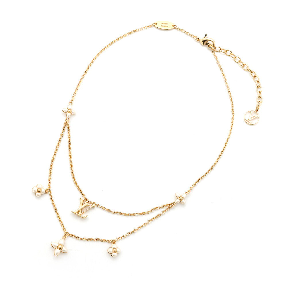 LOUIS VUITTON LV Flora Gram Necklace GoldM00981 Gold Plated Resin