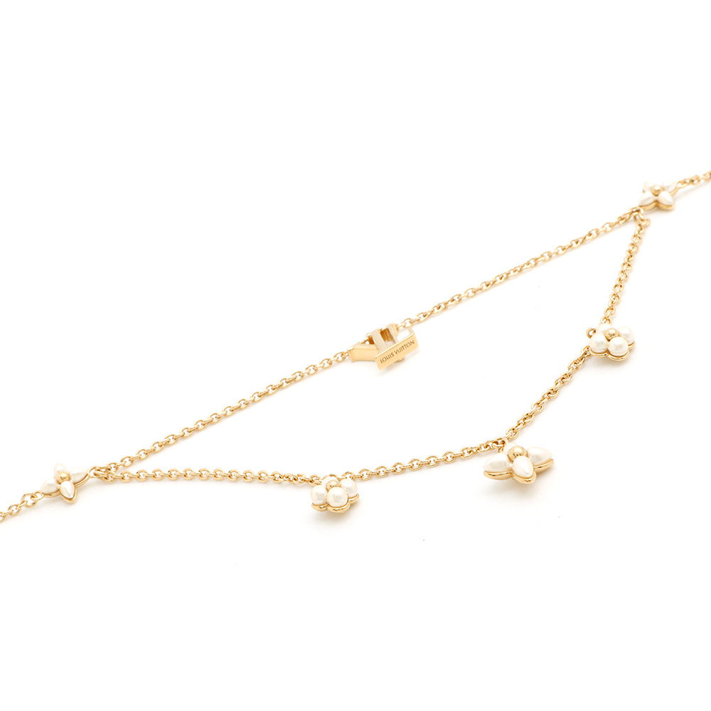 LOUIS VUITTON LV Flora Gram Necklace GoldM00981 Gold Plated Resin
