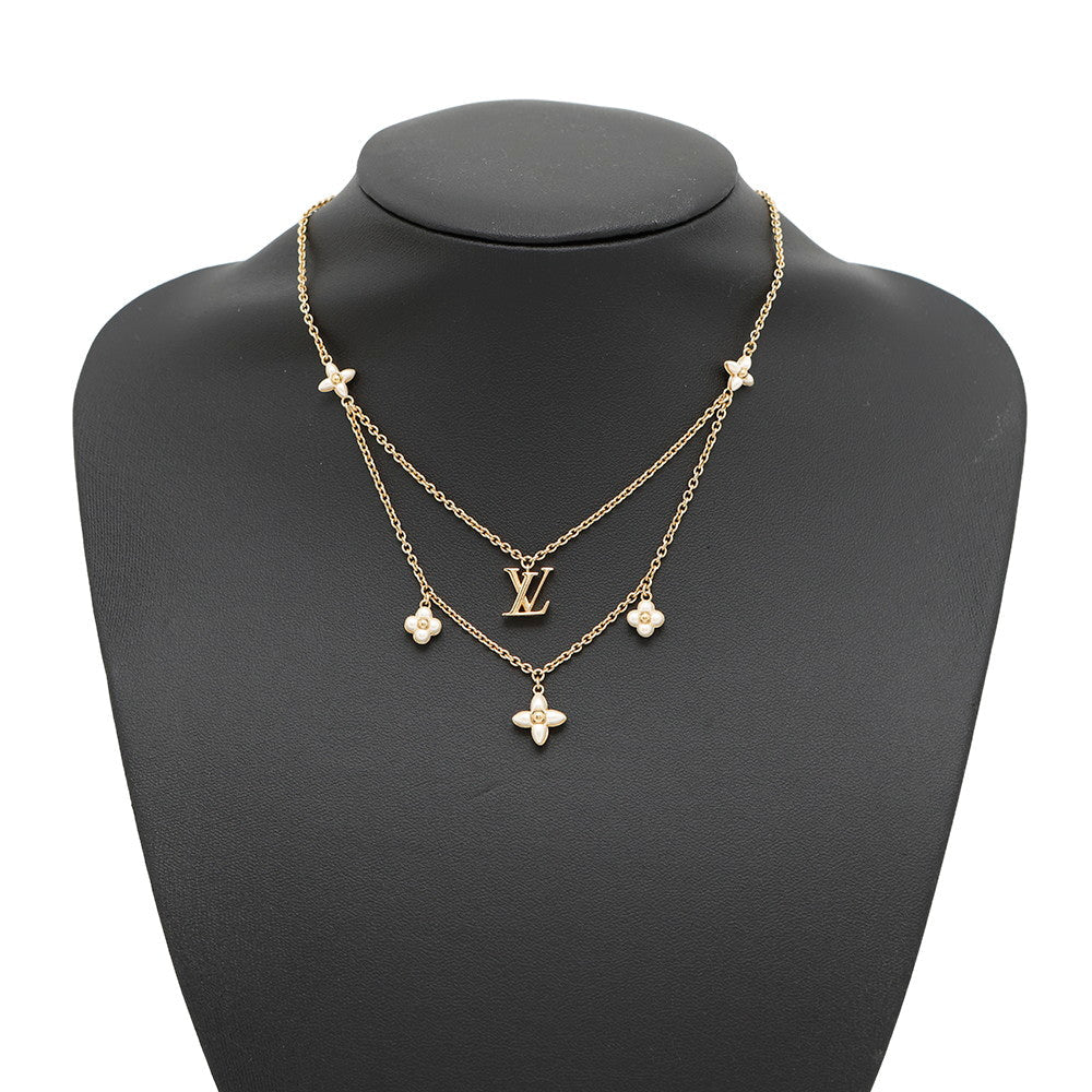 LOUIS VUITTON LV Flora Gram Necklace GoldM00981 Gold Plated Resin