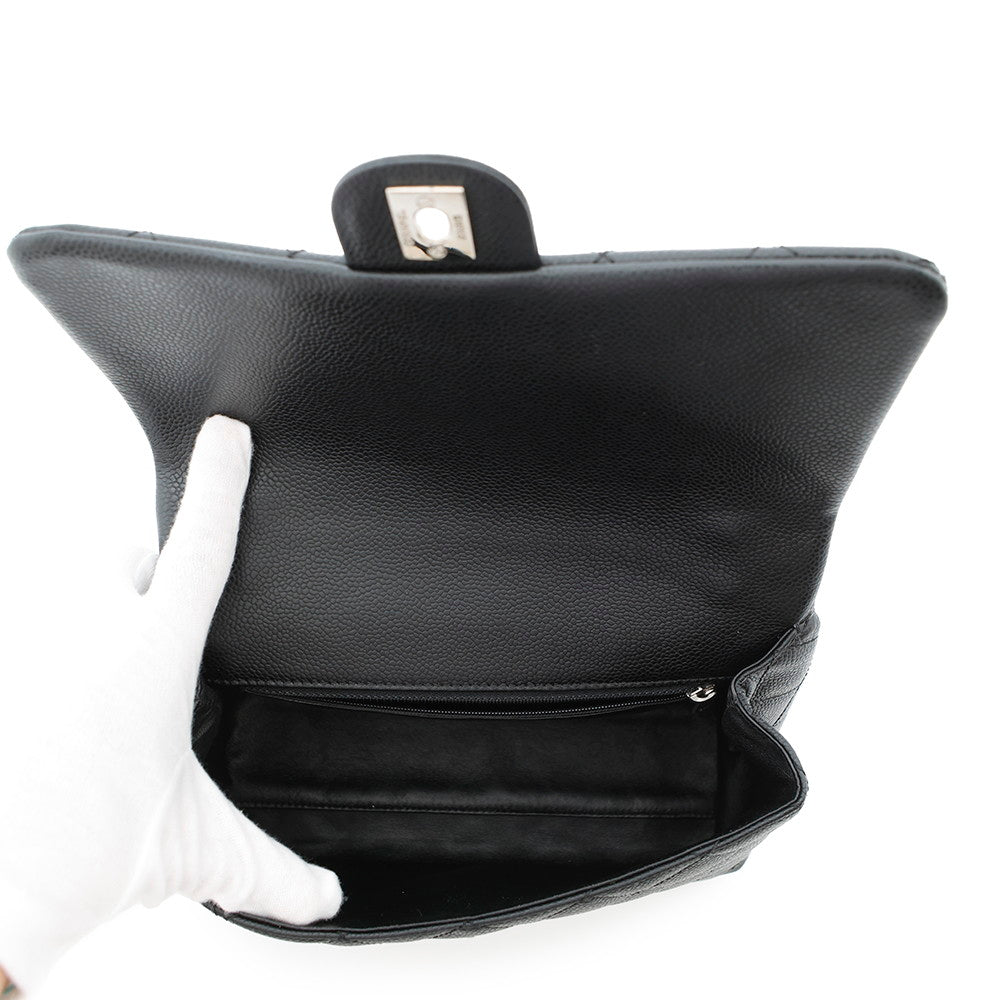 CHANEL Matelasse Handbag Black Caviar Leather Size 25
