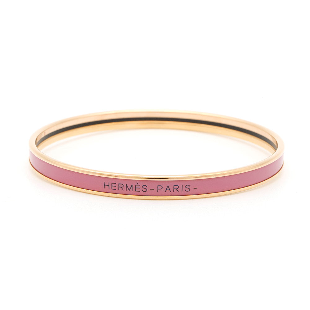 HERMES Uni Bangle Rose Potato Metal Enamel