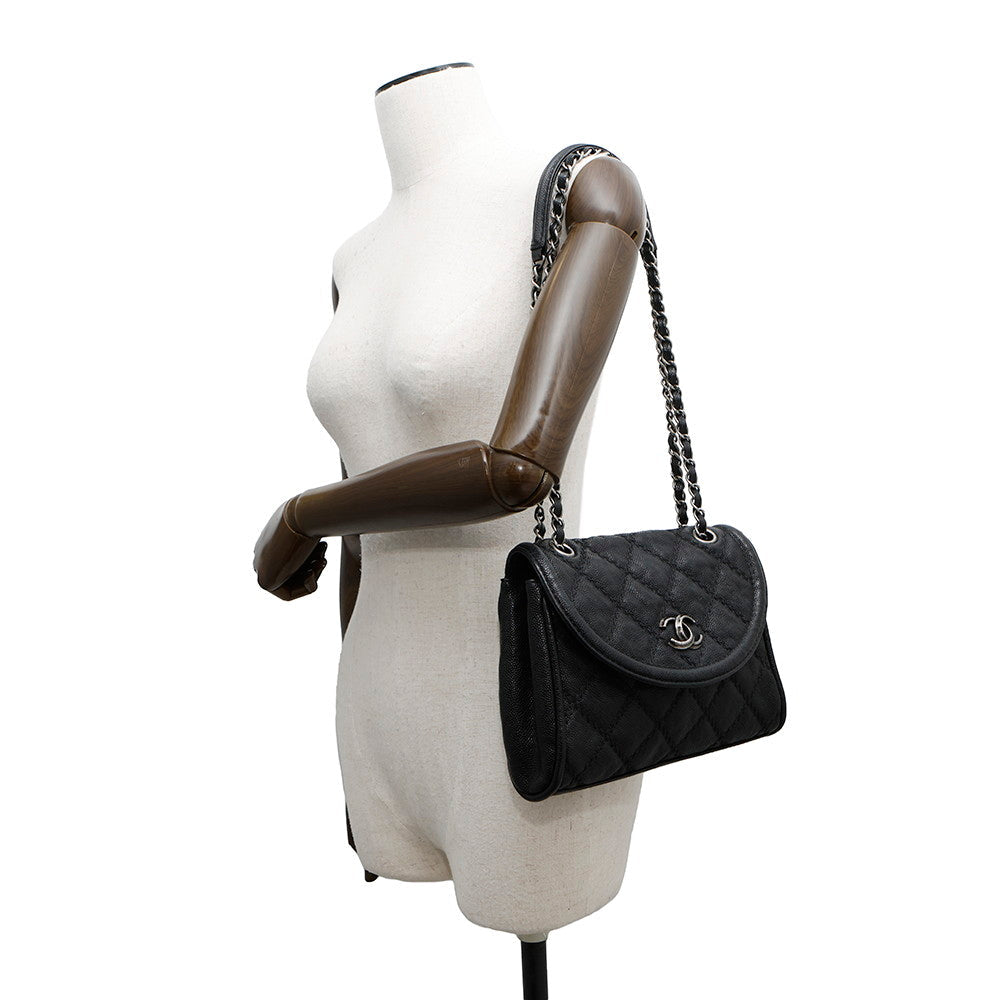 CHANEL Wild Stitch ChainBag Black Caviar Leather