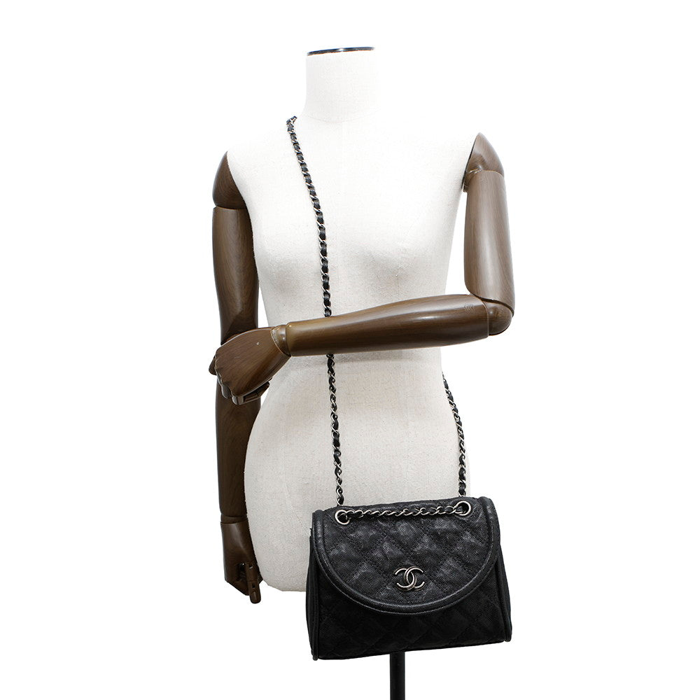 CHANEL Wild Stitch ChainBag Black Caviar Leather