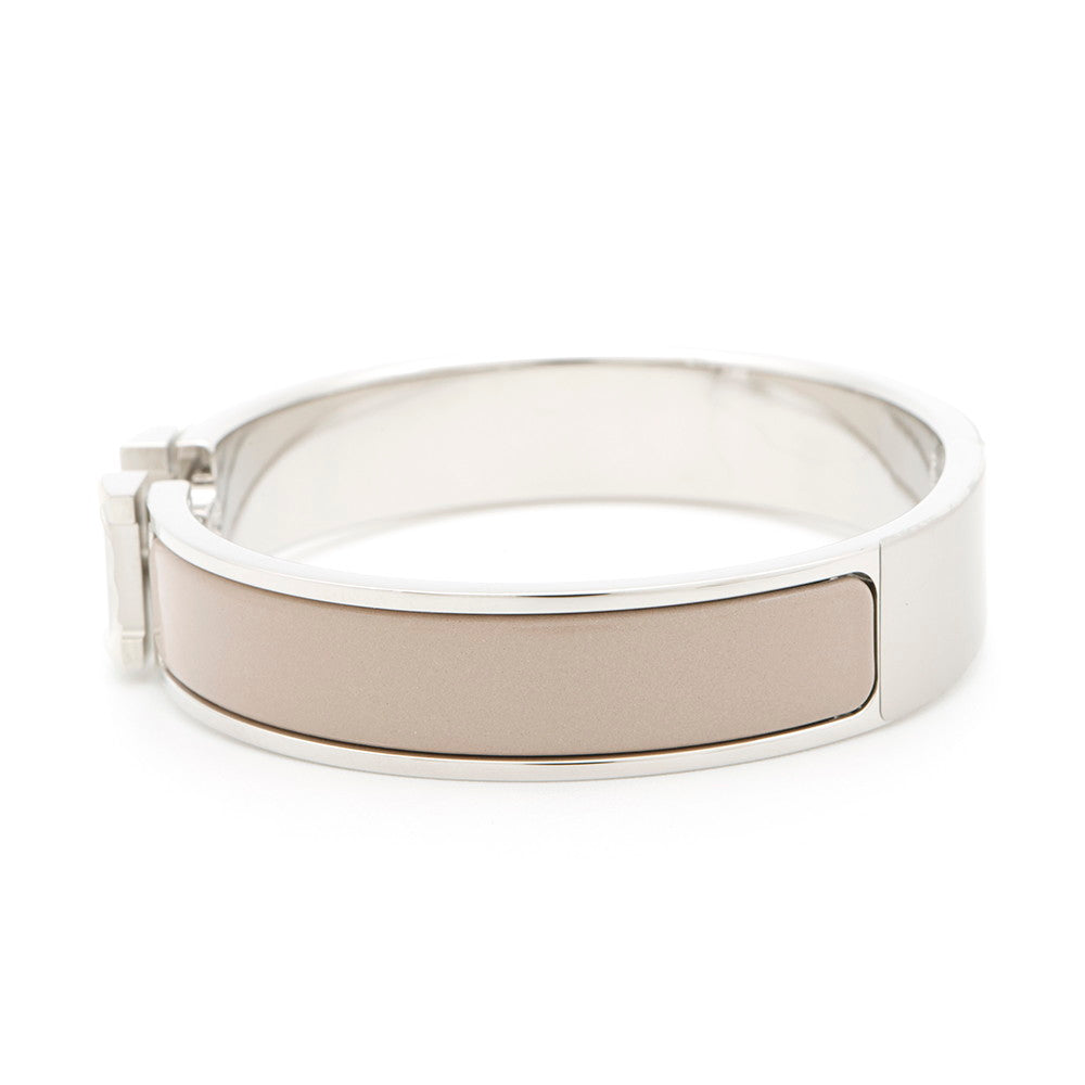 HERMES Clic H Size PM Beige Metal Enamel