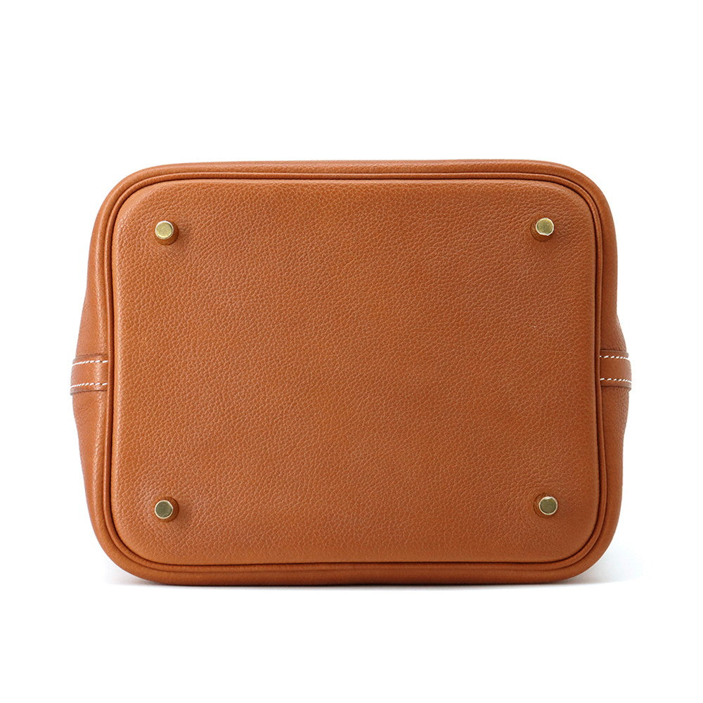 HERMES Picotin Lock Fauve Barenia Leather Fauve Size MM