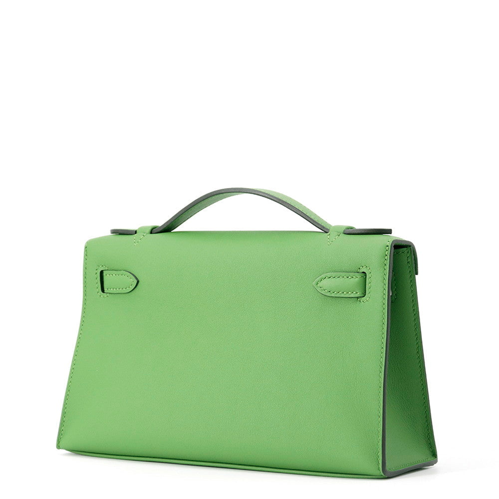 HERMES PochetteKelly Vert Yucca Swift Leather
