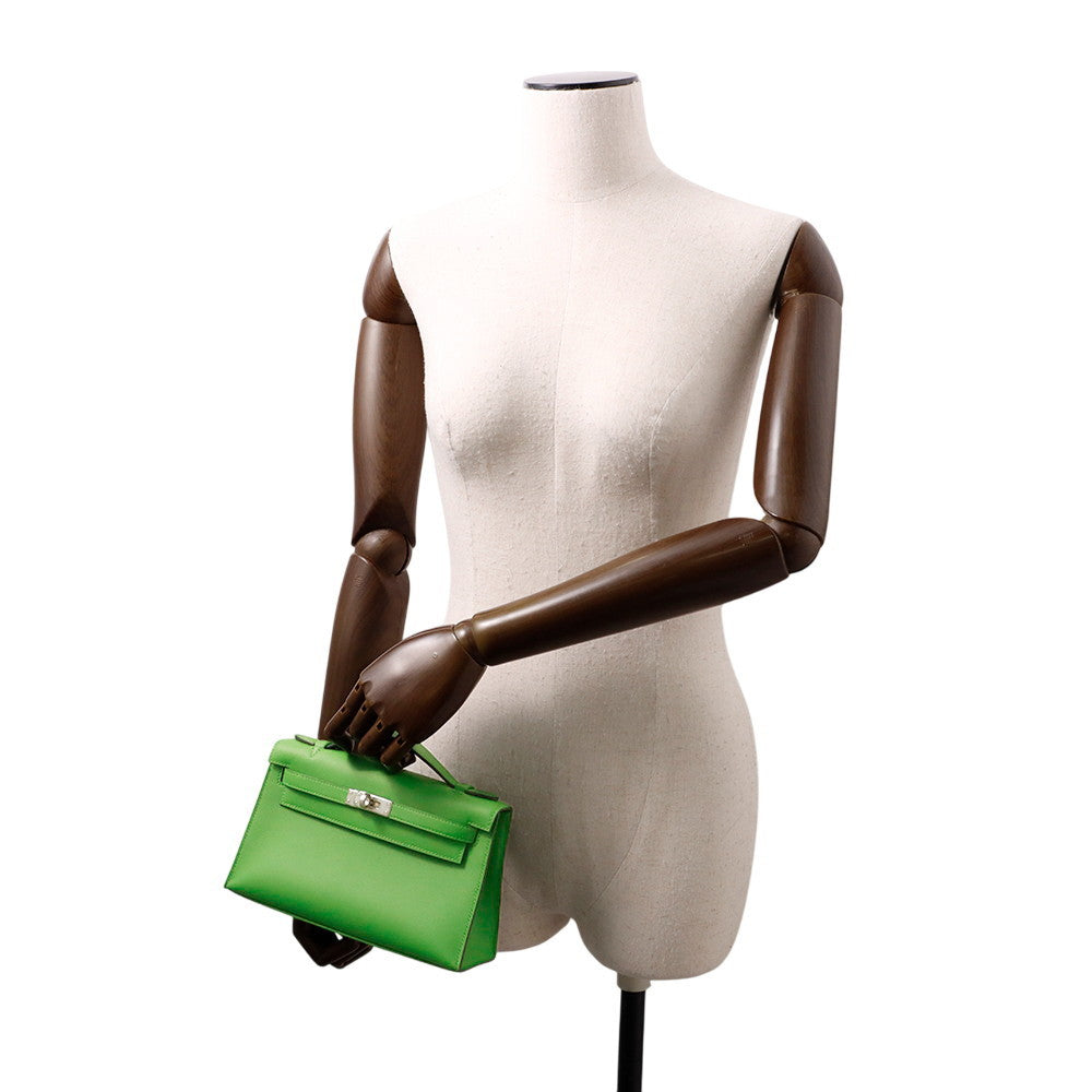HERMES PochetteKelly Vert Yucca Swift Leather