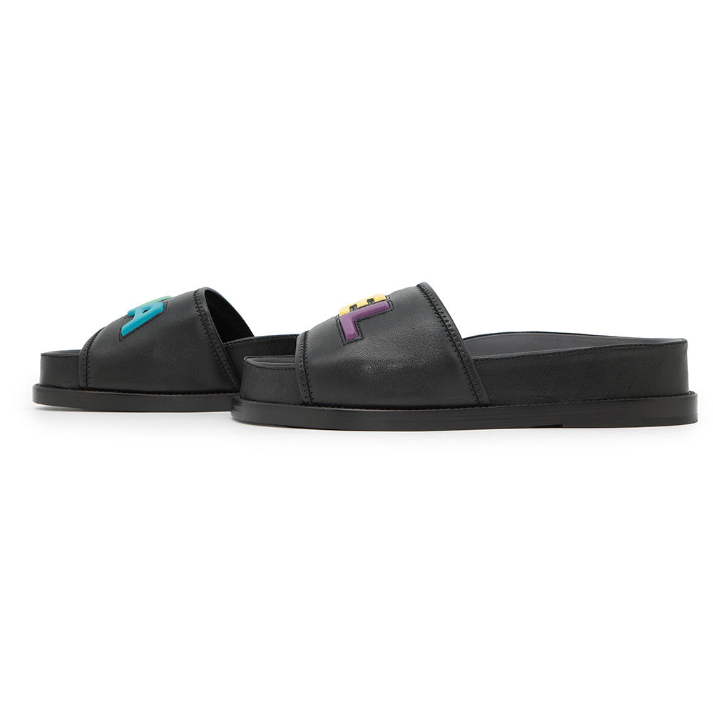 CHANEL CHANEL logo sandals Black/MulticolorG38933 Leather Size 37C