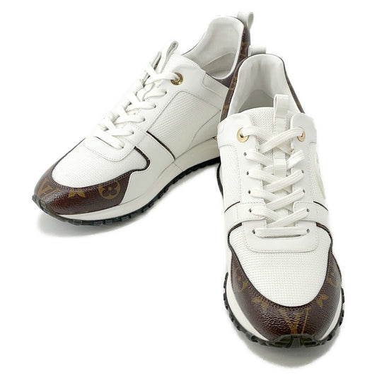 LOUIS VUITTON Run Away・Sneakers White1A4XNO Calf Leather Monogram Size 39 1/2