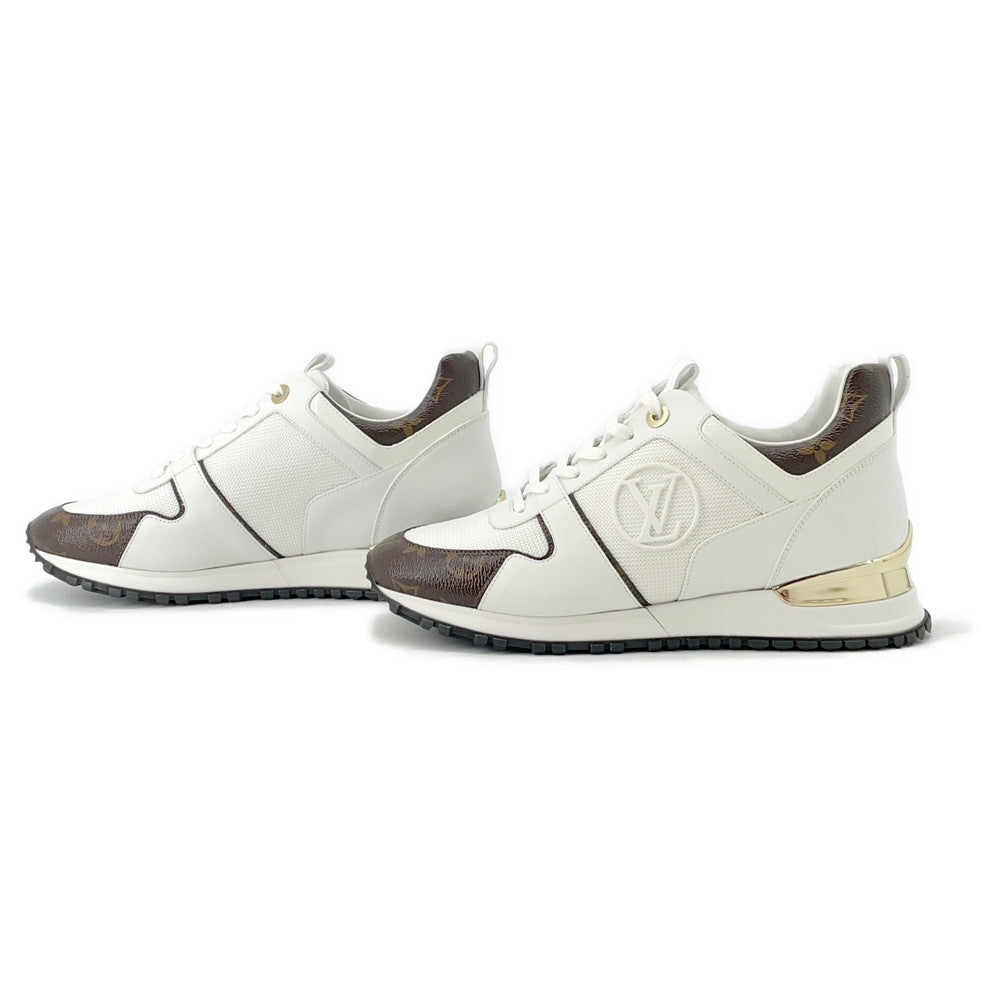 LOUIS VUITTON Run Away・Sneakers White1A4XNO Calf Leather Monogram Size 39 1/2