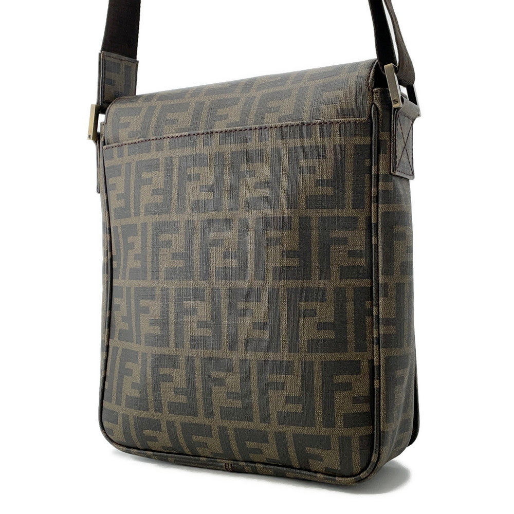 FENDI Zucca flap messenger bag Brown7VA215 PVC