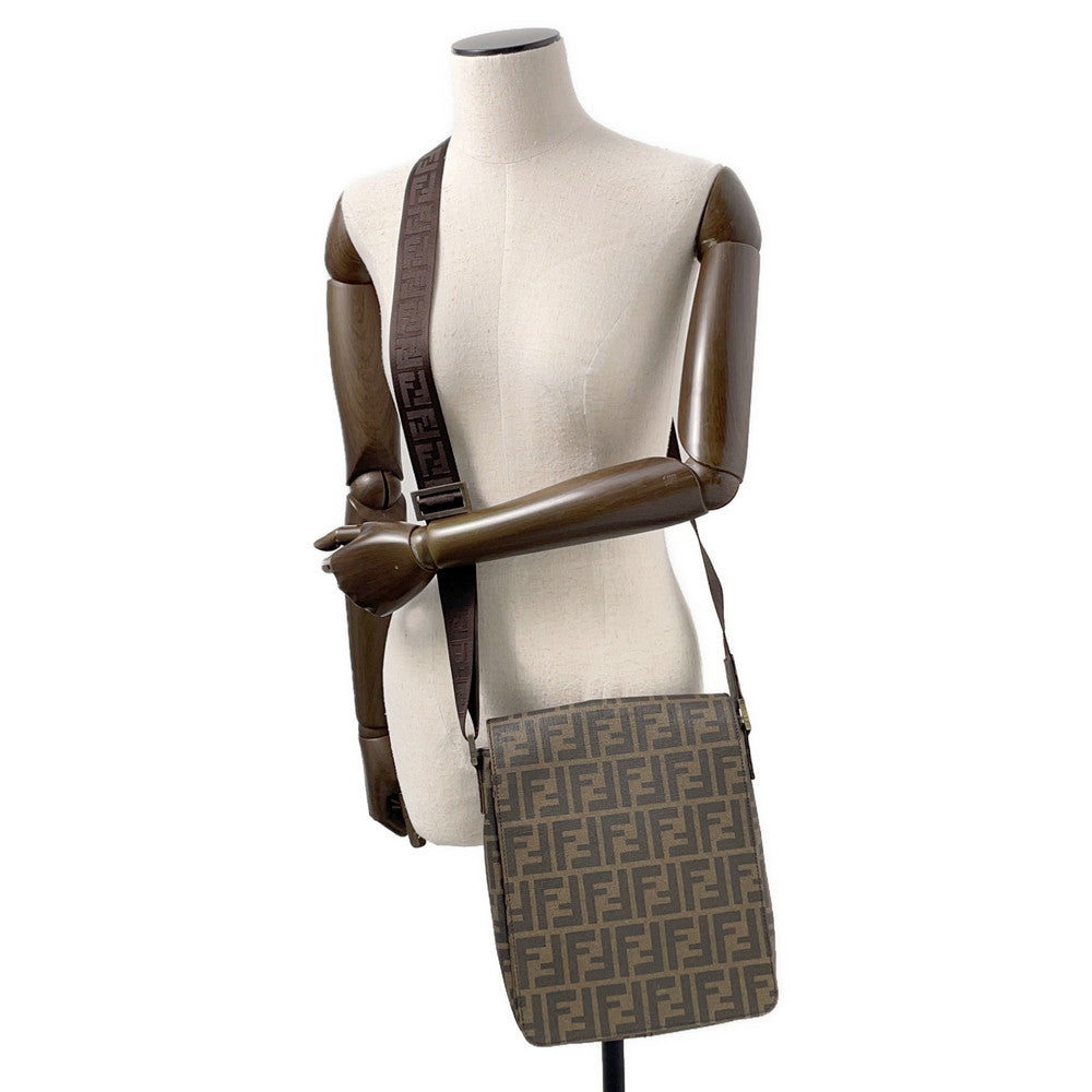 FENDI Zucca flap messenger bag Brown7VA215 PVC