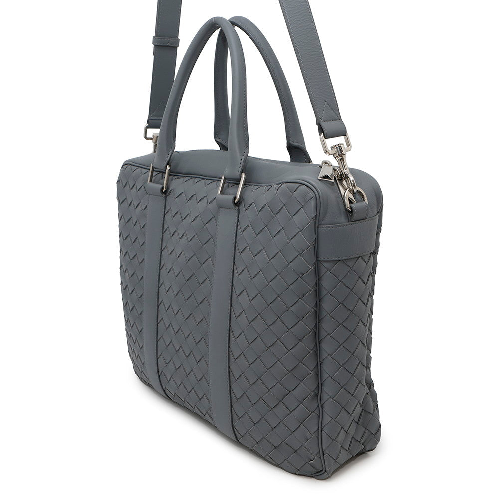 Bottega Veneta INTRECCIATO 2WAY Business Bag Gray Leather