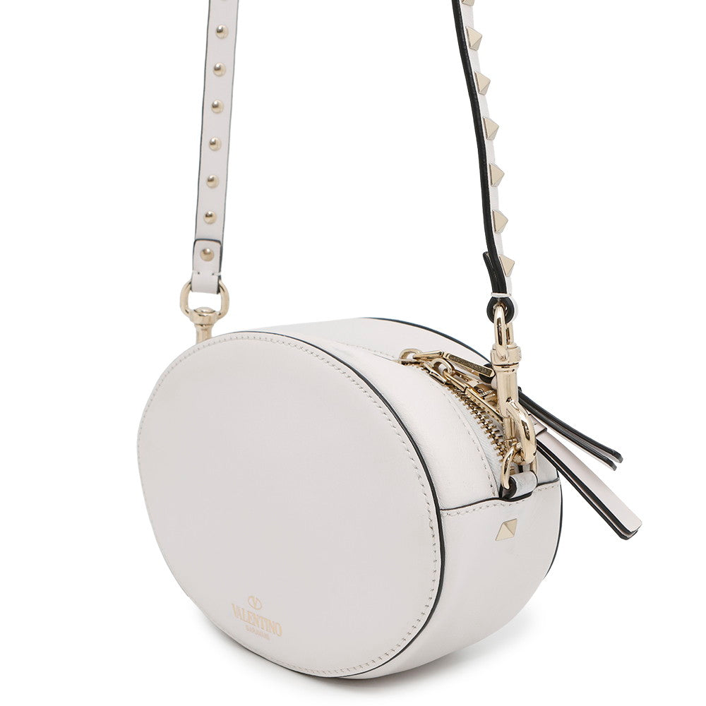 Valentino Garavani VLTN Logo Lock Studded Shoulder Bag WhiteQW2B0C47RCH Leather