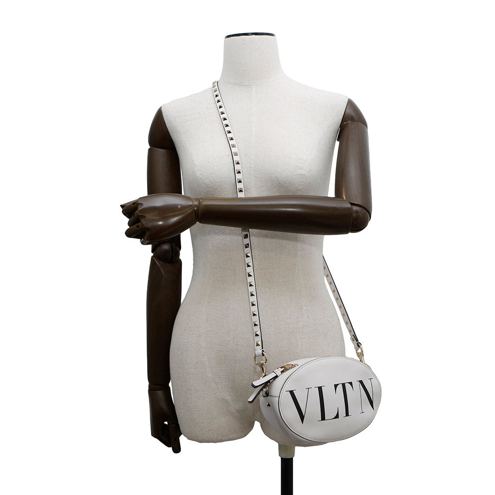 Valentino Garavani VLTN Logo Lock Studded Shoulder Bag WhiteQW2B0C47RCH Leather