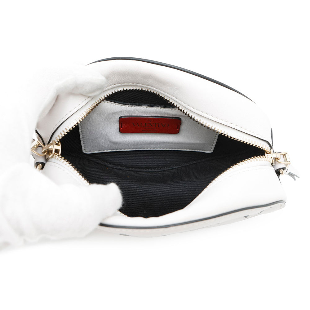 Valentino Garavani VLTN Logo Lock Studded Shoulder Bag WhiteQW2B0C47RCH Leather