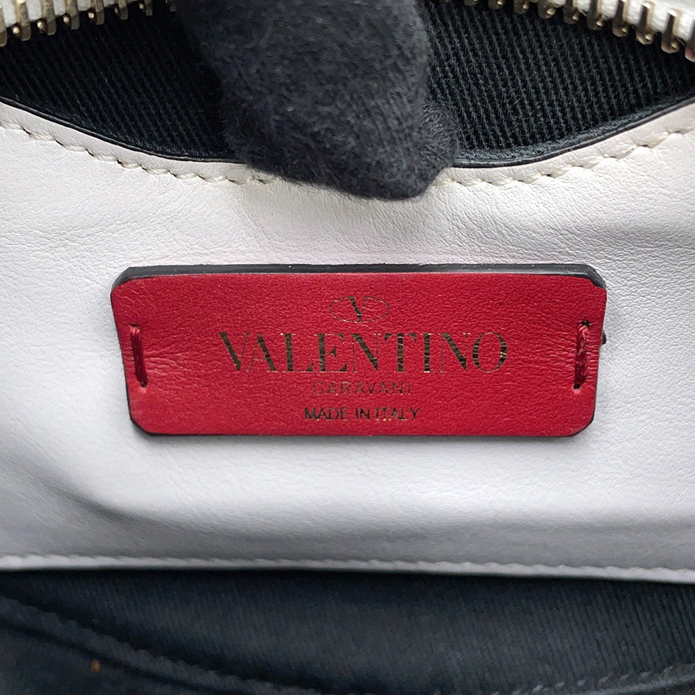 Valentino Garavani VLTN Logo Lock Studded Shoulder Bag WhiteQW2B0C47RCH Leather