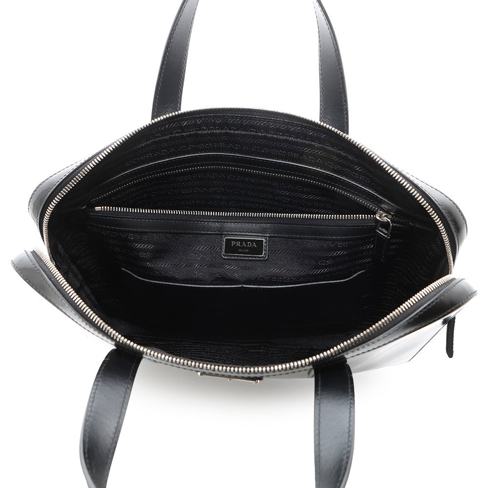 PRADA 2WAY business bag Black2VE368 BrushedLeather