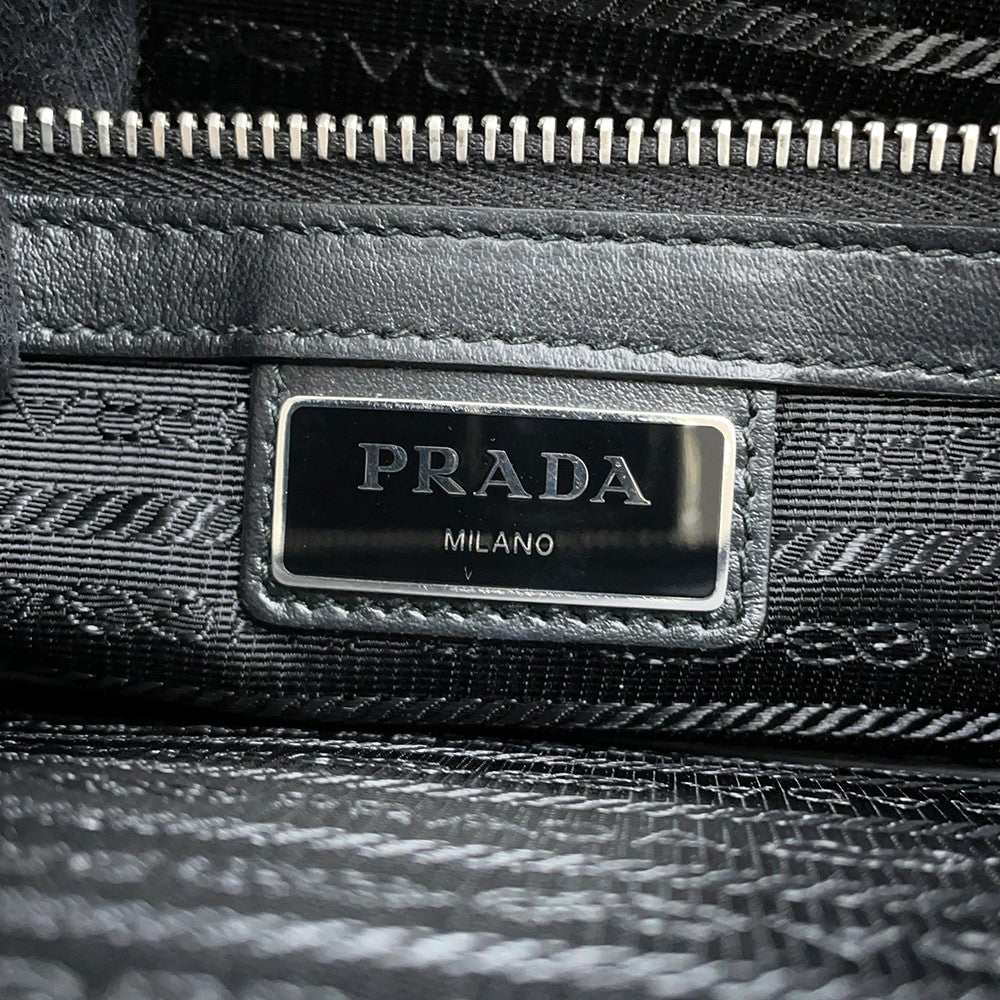 PRADA 2WAY business bag Black2VE368 BrushedLeather