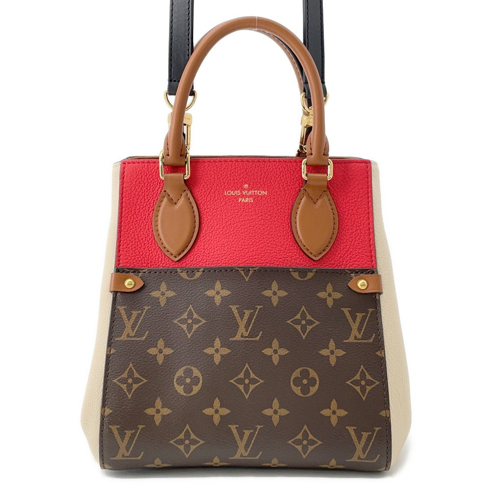LOUIS VUITTON Fold tote Cerise/Cream/BrownM45389 Monogram Calf Leather Size PM
