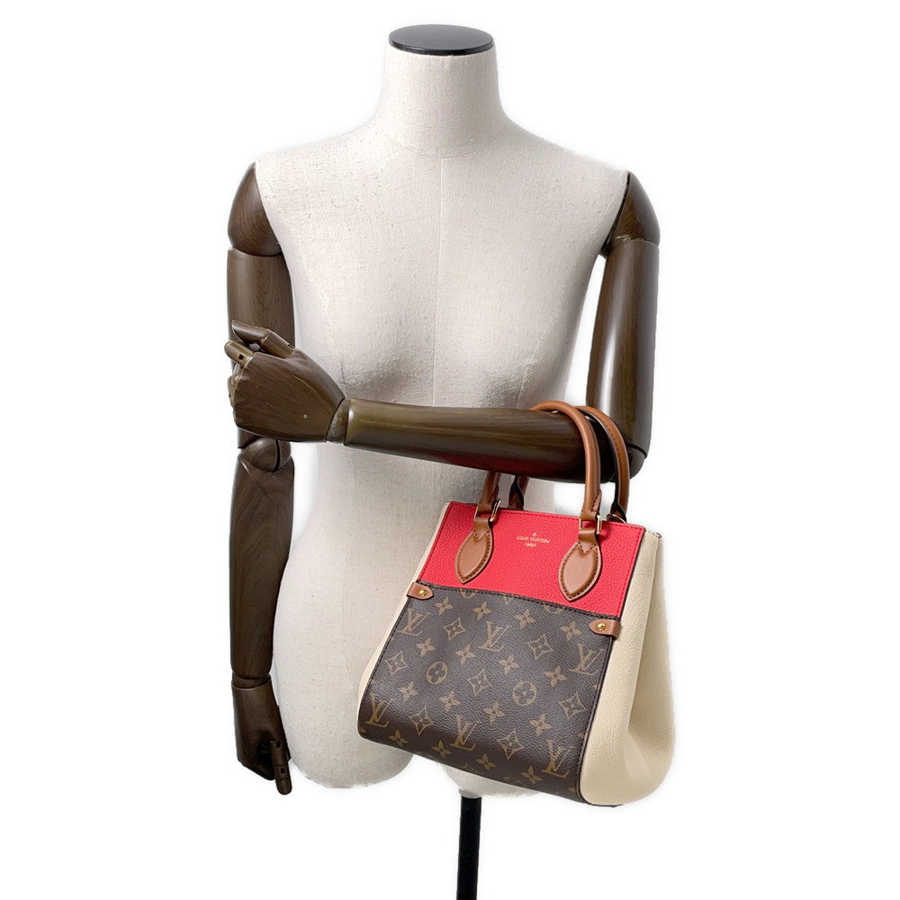 LOUIS VUITTON Fold tote Cerise/Cream/BrownM45389 Monogram Calf Leather Size PM