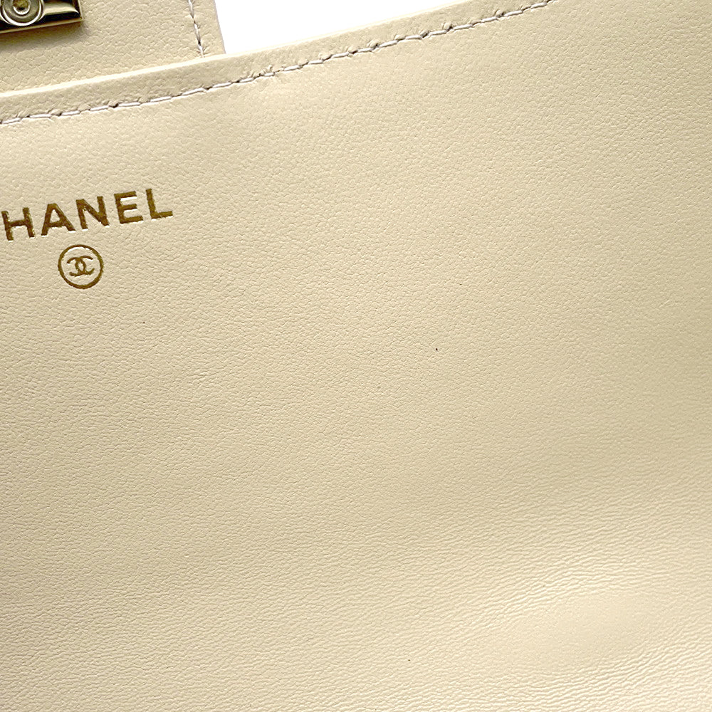 CHANEL Matelasse Top Handle Mini Chain Backpack Beige Lambskin