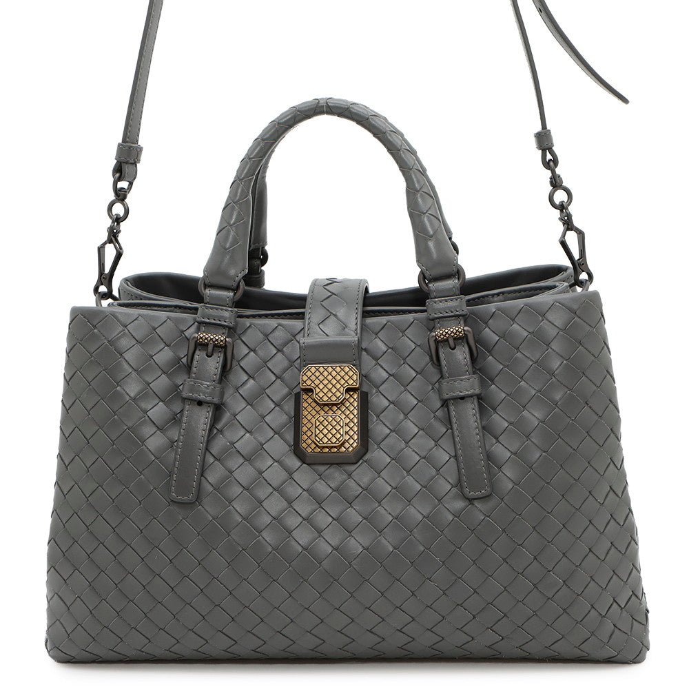 Bottega Veneta INTRECCIATO Roma 2WAYBag Gray489509 Leather Size Small