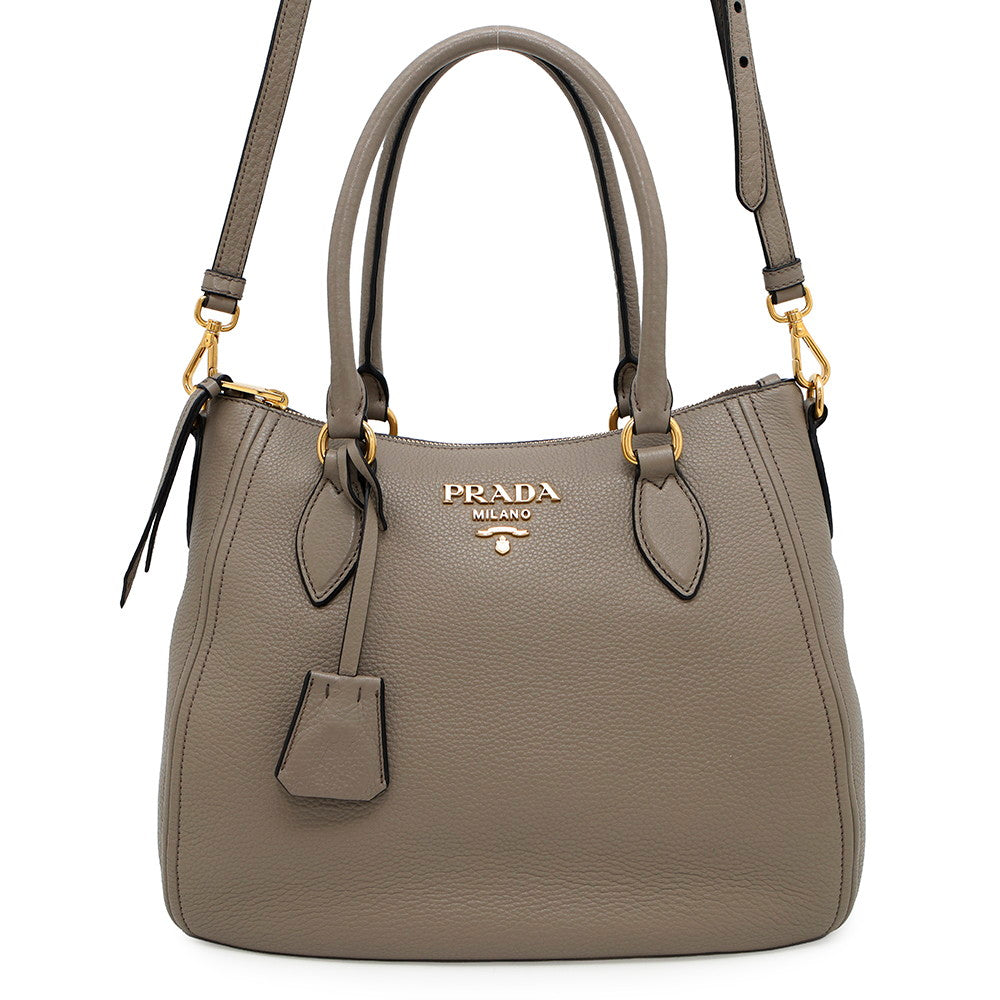 PRADA 2WAYHandbag Greige1BC032 Leather