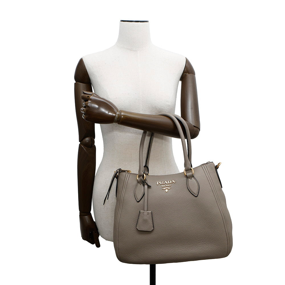PRADA 2WAYHandbag Greige1BC032 Leather