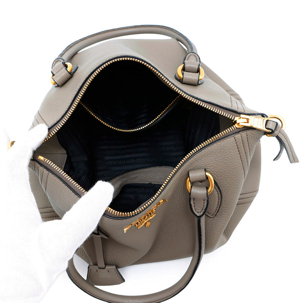 PRADA 2WAYHandbag Greige1BC032 Leather