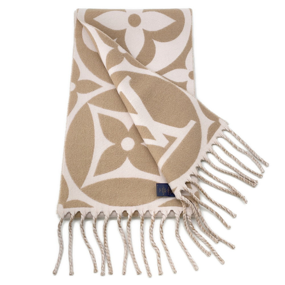 LOUIS VUITTON Flight Mode Scarf LV Medallion BeigeRoseM79213 Wool 100%