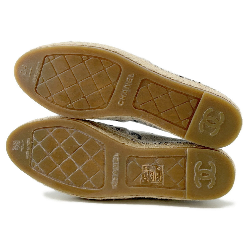 CHANEL CC Logo espadrilles Gray/BlackG39028 Canvas Leather Size 38C