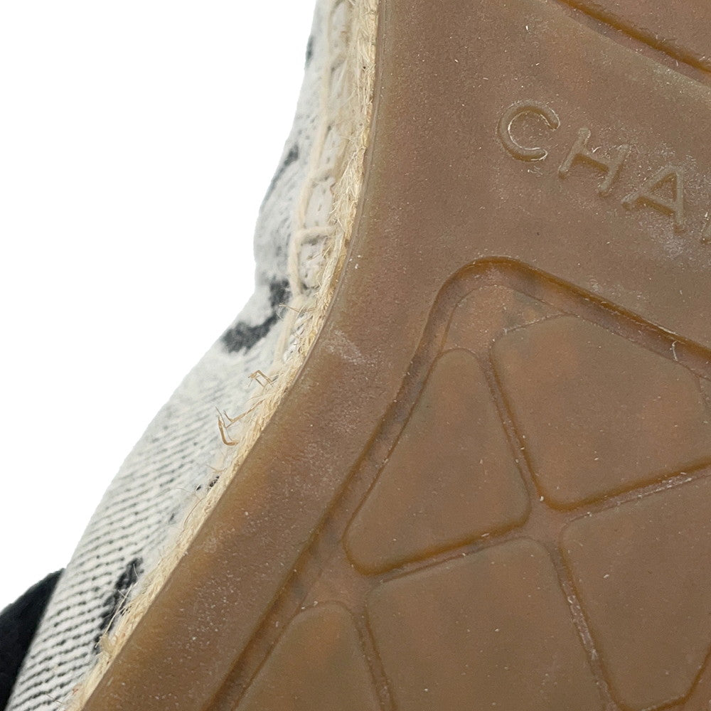 CHANEL CC Logo espadrilles Gray/BlackG39028 Canvas Leather Size 38C